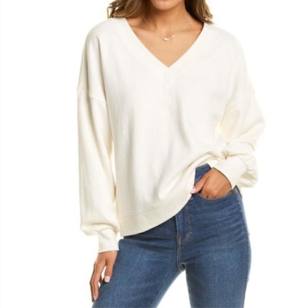 madewell hemp-cotton v-neck sweatshirt